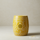 Yellow inlay Garden Stool with Floral Inlay | Luxury Handmade Stool