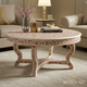 Round Floral Patterned Wooden Coffee Table | Luxury Handmade Coffee Table