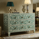 Green Floral Inlaid Wooden Chest of Drawers | Luxury Handmade Dresser