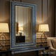 Elegant Blue and White Geometric Decorative Wall Mirror | Luxury Handmade Mirror