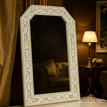 Elegant Decorative Floor Mirror with Inlaid Frame | Luxury Handmade Mirror