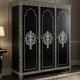 Elegant Black and White Ornate 3-Door Wardrobe | Luxury Handmade Wardrobe