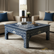 Handcrafted Blue Floral Inlay Coffee Table | Luxury Handmade Coffee Table