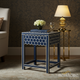 Navy Blue Hexagonal Patterned Accent Side Table | Luxury Handmade Side Table