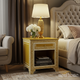 Elegant Gold and White Greek Key Nightstand | Luxury Handmade Bedside Table