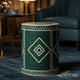 Elegant Green and White Patterned inlay Side Table | Luxury Handmade Stool