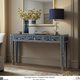Elegant Blue and White Floral Console Table | Luxury Handmade Console