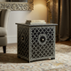 Black and White Patterned Accent Side Table | Luxury Handmade Side Table