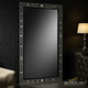 Large Floor Standing Mirror with Black and White Floral Frame | Luxury Handmade Mirror