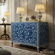 Handcrafted Blue Floral Inlay Chest of Drawers | Luxury Handmade Dresser