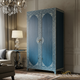 Elegant Blue Inlaid Wooden Wardrobe | Luxury Handmade Wardrobe
