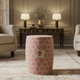 Decorative Hexagonal Pattern inlay Garden Stool | Luxury Handmade Stool