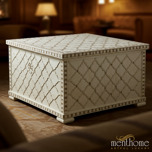 Intricately Carved Wooden Coffee Table | Luxury Handmade Coffee Table