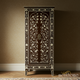Handcrafted Floral Inlay Wooden Armoire | Luxury Handmade Cabinet