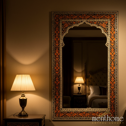 Ornate Decorative Wall Mirror with Intricate Floral Border | Luxury Handmade Mirror