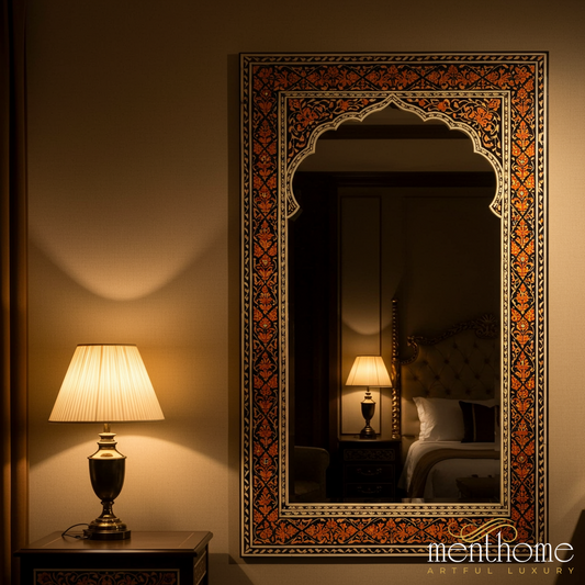 Ornate Decorative Wall Mirror with Intricate Floral Border | Luxury Handmade Mirror