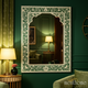 Decorative Floral Pattern Green Wall Mirror | Luxury Handmade Mirror