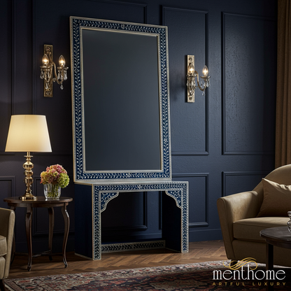 Elegant Blue Mirror | Luxury Handmade Mirror