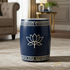 Navy Blue Garden Stool with Lotus Design | Luxury Handmade Stool
