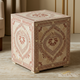 Decorative Inlaid Wooden Cube Table | Luxury Handmade Side Table