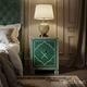 Elegant Green and White Inlaid Wooden Nightstand | Luxury Handmade Bedside Table