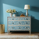 Hand-Painted Blue Floral 4-Drawer Chest | Luxury Handmade Dresser