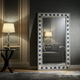 Elegant Blue Floral Patterned Floor Mirror | Luxury Handmade Mirror