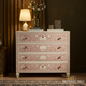 Handcrafted Floral Bone Inlay 4-Drawer Chest | Luxury Handmade Dresser