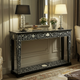 Black and White Floral Inlay Console Table | Luxury Handmade Console