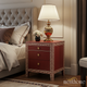 Classic Red Wooden Nightstand with Greek Key Design | Luxury Handmade Bedside Table