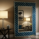 Large Decorative Floor Mirror with Blue Geometric Frame | Luxury Handmade Mirror