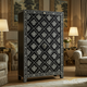 Black and White Floral Bone Inlay Cabinet | Luxury Handmade Cabinet