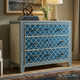 Vintage Blue Patterned Three-Drawer Chest | Luxury Handmade Dresser