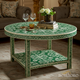 Green Floral Inlay Round Coffee Table | Luxury Handmade Coffee Table
