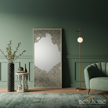 Ornate Decorative Floor Mirror with Intricate Frame | Luxury Handmade Mirror