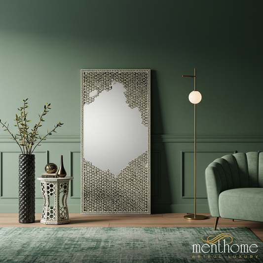Ornate Decorative Floor Mirror with Intricate Frame | Luxury Handmade Mirror