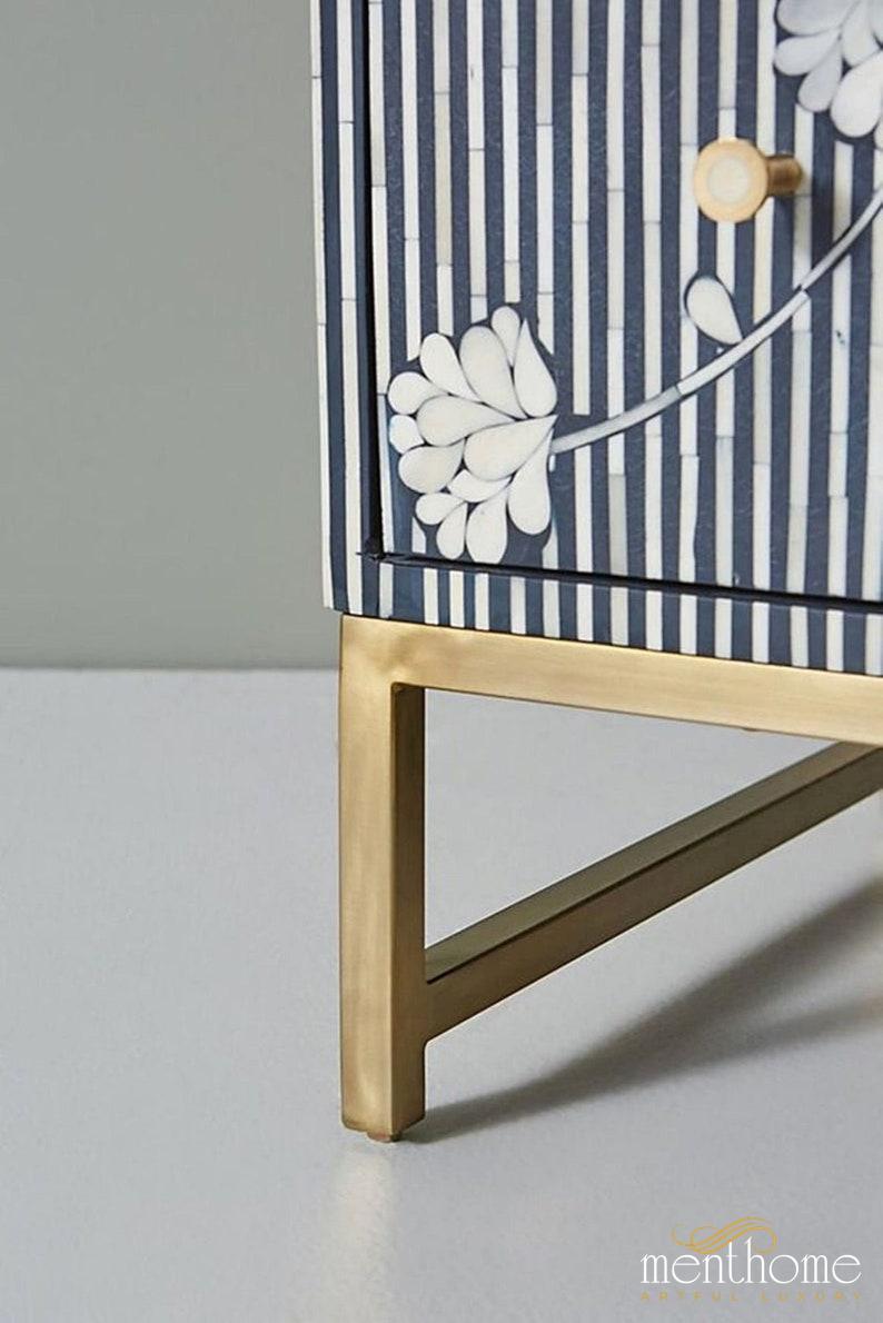 Bone Inlay Dressers 3 Drawer Handmade Floral Pattern | Luxury Handmade Dresser