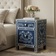Blue Floral Inlay Bedside Table | Luxury Handmade Bedside Table