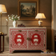 Red Floral Handcrafted Wooden Cabinet | Luxury Handmade Cabinet