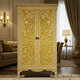 Handcrafted Floral Pattern Wooden Wardrobe | Luxury Handmade Cabinet