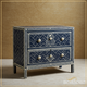 Blue and White Bone Inlay Two-Drawer Chest | Luxury Handmade Chest of Drawer