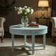 Handcrafted Blue Floral Inlay Round Coffee Table | Luxury Handmade Coffee Table