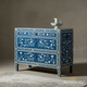 Blue Floral Inlay Dresser Chest | Luxury Handmade Chest of Drawer