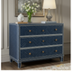 Navy Blue Three-Drawer Chest with Bone Inlay | Luxury Handmade Chest of Drawer
