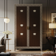 Elegant Lotus Inlay Two-Door Wooden Wardrobe | Luxury Handmade Wardrobe