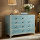 Blue Chevron Pattern Wooden Dresser with Four Drawers | Luxury Handmade Dresser