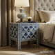 Handcrafted Blue and White Inlay Bedside Table | Luxury Handmade Bedside Table