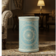 Elegant Blue and Gold Patterned inlay Stool | Luxury Handmade Side Table