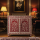 Handcrafted Red Floral Bone Inlay Wooden Cabinet | Luxury Handmade Cabinet