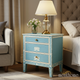 Hand-Painted Blue Bedside Table with Floral Design | Luxury Handmade Bedside Table
